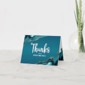 Carte De Remerciements Bar Mitzvah Turquoise Moderne Ombré Agate Script (Devant)