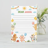 Carte De Remerciements Barnyard Animals Time Capsule Note Message Card (Debout devant)