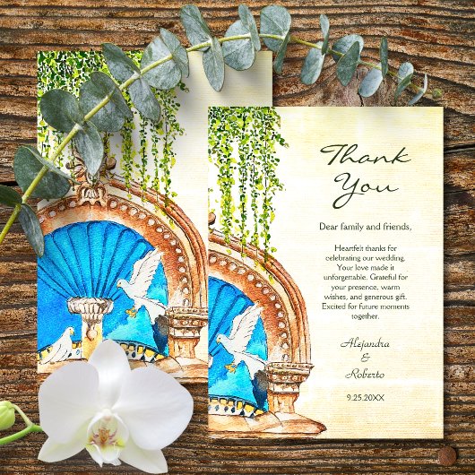 Carte De Remerciements Baroque Blue Arch Mariage Mexicain