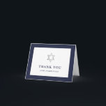 Carte De Remerciements Barre de minuit classique Mitzvah bleue et du<br><div class="desc">Cette barre simple et moderne Mitzvah ou bat mitzvah vous remercient carde la caractéristique une frontière bleu-foncé,  avec le texte assorti élégant et une étoile de David argentée.</div>