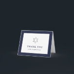Carte De Remerciements Barre de minuit classique Mitzvah bleue et du<br><div class="desc">Cette barre simple et moderne Mitzvah ou bat mitzvah vous remercient carde la caractéristique une frontière bleu-foncé,  avec le texte assorti élégant et une étoile de David argentée.</div>