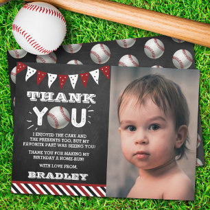 Carte De Remerciements Baseball à tout âge Photo anniversaire