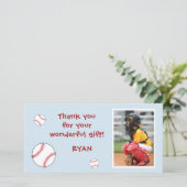 Carte De Remerciements Baseball Anniversaire Photo Baseball (Debout devant)
