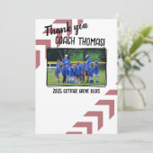 Carte De Remerciements Baseball Coach Custom Team Picture (Debout devant)