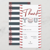 Carte De Remerciements Baseball d'anniversaire (Devant / Derrière)