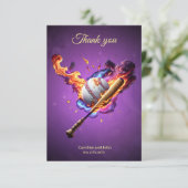 Carte De Remerciements Baseball en feu. (Debout devant)