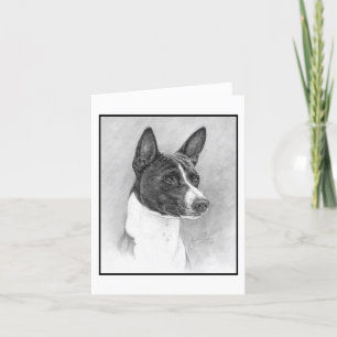 Carte De Remerciements Basenji, dessin noir et blanc