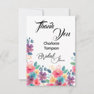 Carte De Remerciements Bash de mariage aux fleurs colorées