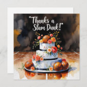 Carte De Remerciements Basket avec gâteau et fleurs (Devant / Derrière)