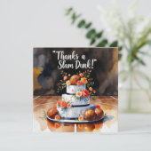 Carte De Remerciements Basket-ball avec gâteau et fleurs (Debout devant)