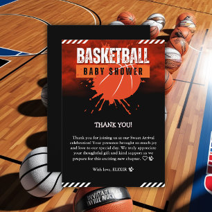 Carte De Remerciements Basket-ball moderne Orange Ball Baby shower