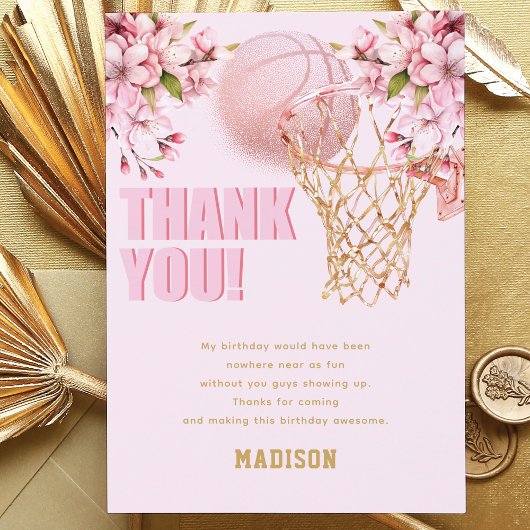 Carte De Remerciements Basket-ball sur mesure Fille de luxe Anniversaire