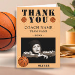 Carte De Remerciements Basketball Ball Sports Photo Coach<br><div class="desc">Basketball Ball Sports Photo Coach Carte de remerciements. Merci Basketball carte coach avec photo,  merci texte,  nom de l'entraîneur,  nom de l'équipe,  année,  votre nom et boules de basket. Ajoutez votre photo au modèle. Super carte de remerciements pour l'entraîneur de l'équipe de basket !</div>