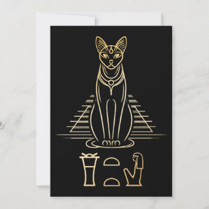 Carte De Remerciements Bastet avec nom en hiéroglyphes et pyramide d'Égyp