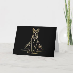 Carte De Remerciements Bastet, déesse égyptienne des chats devant une pyr