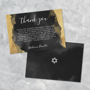 Carte De Remerciements Bat Bar Mitzvah noir or