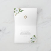 Carte De Remerciements Bat mitzvah Black Gold Script Aquarelle Floral (Intérieur)
