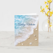 Carte de remerciements Bat mitzvah Blue Beach Wave (Fleur jaune)