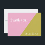 Carte De Remerciements Bat mitzvah couleur rose moderne personnalisé<br><div class="desc">Couleur moderne rose et mousse vert Bloc de couleur Bat mitzvah personnalisé Carte de remerciements</div>