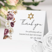 Carte De Remerciements Bat mitzvah d'arc d'automne floral de Bourgogne
