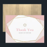 Carte De Remerciements Bat mitzvah géométrique rose et or<br><div class="desc">Cette carte de remerciements Bat mitzvah moderne et chic dispose d'un arrière - plan blanc aux cadres géométriques en faux or rose. L'envers est composé d'un faux arrière - plan d'or. Modifiez la couleur de l'arrière - plan et personnalisez-la selon vos besoins. Vous pouvez trouver des produits correspondants dans mon...</div>