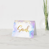 Carte De Remerciements Bat mitzvah Gold Script Purple Aquarelle Sarah (Devant)