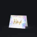 Carte De Remerciements Bat mitzvah Gold Script Purple Nom personnalisé Ra<br><div class="desc">Assurez-vous que votre Bat mitzvah préféré exprime sa reconnaissance à tous ceux qui ont soutenu son événement marquant! Envoyez ce remerciement étonnant, moderne, personnalisé note de remerciement. Un arrière - plan d'aquarelle violet clair est superposé par un script manuscrit et de minuscules points de parties scintillant. Garanti d'ajouter une touche...</div>