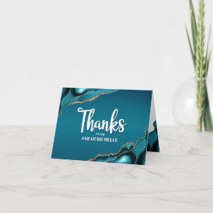 Carte De Remerciements Bat mitzvah Gold Turquoise Ombre Agate Bold Script