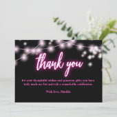 Carte De Remerciements Bat Mitzvah Hot Pin  Neon Themed (Debout devant)