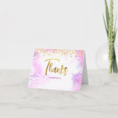 Carte De Remerciements Bat mitzvah Moderne Aquarelle Rose Script Or (Devant)