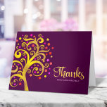 Carte De Remerciements Bat mitzvah Moderne Gold Foil Arbre de vie Bourgog<br><div class="desc">Assurez-vous que votre Bat mitzvah préféré exprime sa reconnaissance à tous ceux qui ont soutenu son événement marquant! Envoyez cette carte de remerciements sophistiquée et personnalisée ! Ce faux arbre graphique en feuille d'or avec rose brillant, orange et rouge étoile de David et point "feuilles" recouvre un riche arrière -...</div>