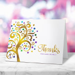 Carte De Remerciements Bat mitzvah Moderne Purple Gold Foil Arbre de vie<br><div class="desc">Assurez-vous que votre Bat mitzvah préféré exprime sa reconnaissance à tous ceux qui ont soutenu son événement marquant! Envoyez cette carte de remerciements sophistiquée et personnalisée ! Ce faux arbre graphique en feuille d'or avec brillant turquoise, turquoise, violet et bleu étoile de David et point "feuilles" chevauche un arrière -...</div>