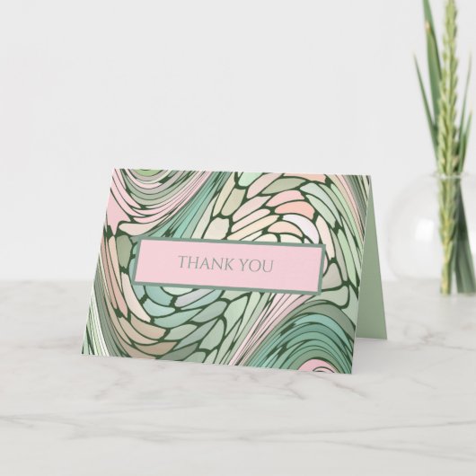 Carte De Remerciements Bat mitzvah moderne simple rose et vert (Devant)