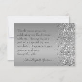 Carte De Remerciements Bat mitzvah Parties scintillant argent (Dos)