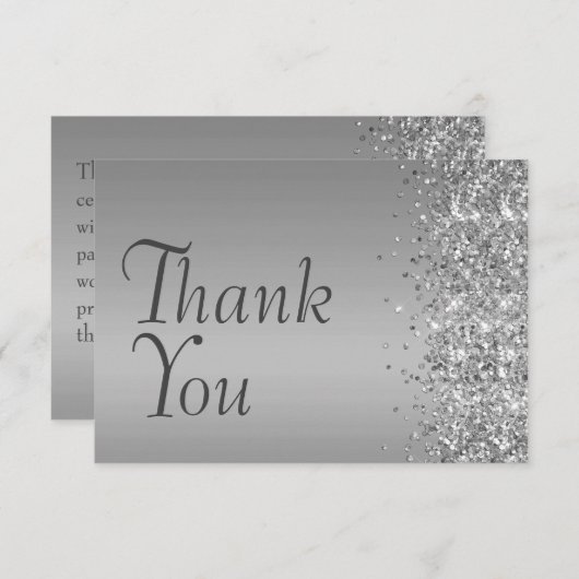 Carte De Remerciements Bat mitzvah Parties scintillant argent (Devant / Derrière)