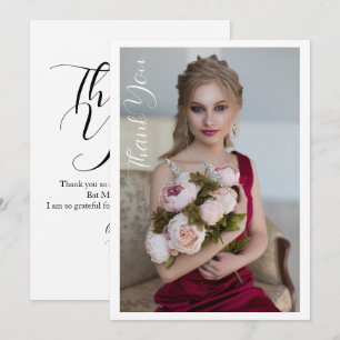 Carte De Remerciements Bat mitzvah photo simple élégant Anniversaire