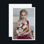 Carte De Remerciements Bat mitzvah photo simple élégant Anniversaire<br><div class="desc">Simple Elegant Photo Bat mitzvah Birthday Carte de remerciements présente le texte élégant "Merci" dans le script de calligraphie blanche sur le devant avec votre message personnalisé au verso. Personnalisez en modifiant le texte dans les zones de texte. Conçu par ©Evco Studio www.zazzle.com/store/evcostudio</div>