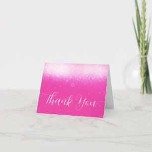 Carte De Remerciements Bat mitzvah rose chaud Glam