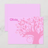 Carte de remerciements Bat mitzvah rose de l'arbre (Devant / Derrière)