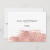 Carte de remerciements Bat mitzvah rose Gold Brush (Dos)