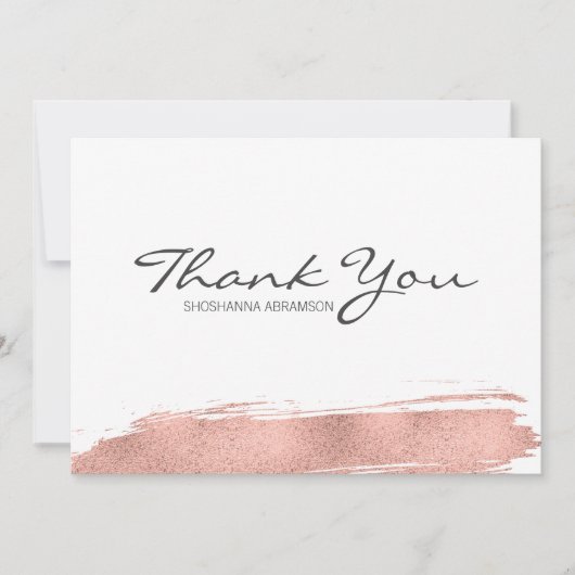 Carte de remerciements Bat mitzvah rose Gold Brush (Devant)