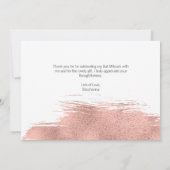Carte de remerciements Bat mitzvah rose Gold Brush (Dos)