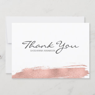 Carte de remerciements Bat mitzvah rose Gold Brush