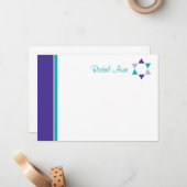 Carte de remerciements Bat mitzvah Star moderne (Devant/Arrière en situation)