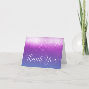 Carte De Remerciements Bat mitzvah Turquoise Glam Purple