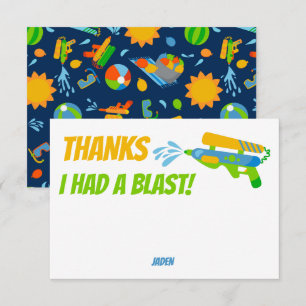 Carte De Remerciements Bataille de pistolet à eau Fête de piscine Enfants