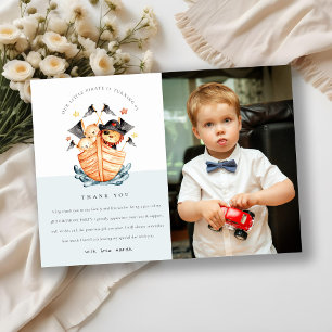 Carte De Remerciements Bateau Pirate Nautique Lion Cub Enfants Photo Anni
