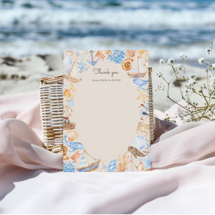 Carte De Remerciements Bateaux De Mer Et Animaux De Mer Côtiers