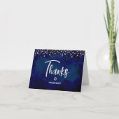 Carte De Remerciements Batik Navy Argent Pailleté Moderne Script (Devant)