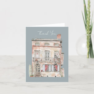 Carte De Remerciements Bâtiment Historique Nouvelle-Orléans Aquarelle